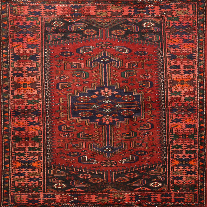 Square Traditional Dark Sienna Brown Persian Rug, tr672