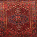 Round Machine Washable Traditional Brown Red Rug, wshtr674