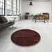 Round Traditional Bakers Brown Persian Rug in a Office, tr677