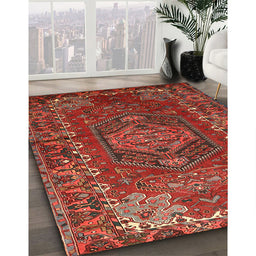 Machine Washable Traditional Red Rug in a Family Room, wshtr679