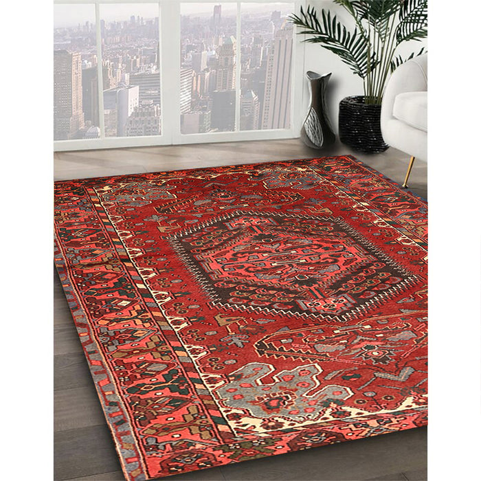 Machine Washable Traditional Red Rug in a Family Room, wshtr679