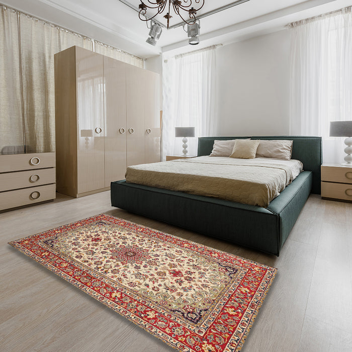 Machine Washable Traditional Fire Brick Red Rug in a Bedroom, wshtr67