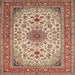 Square Traditional Fire Brick Red Medallion Rug, tr67