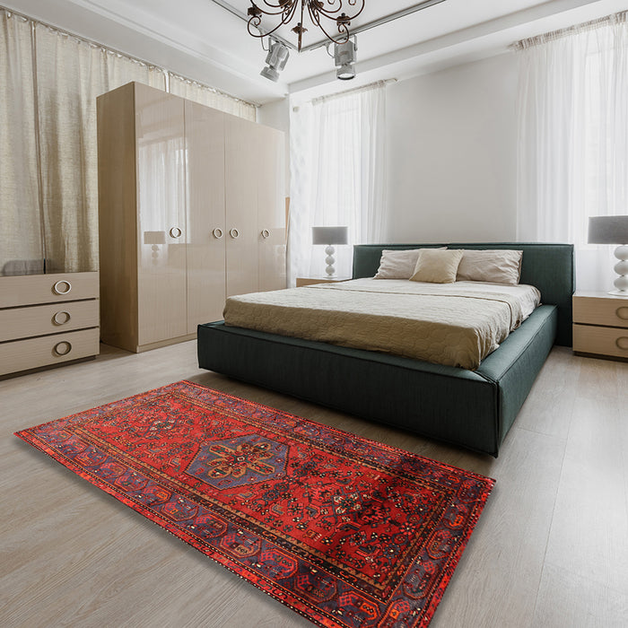 Machine Washable Traditional Sienna Brown Rug in a Bedroom, wshtr680