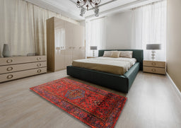 Traditional Sienna Brown Persian Rug in a Bedroom, tr680