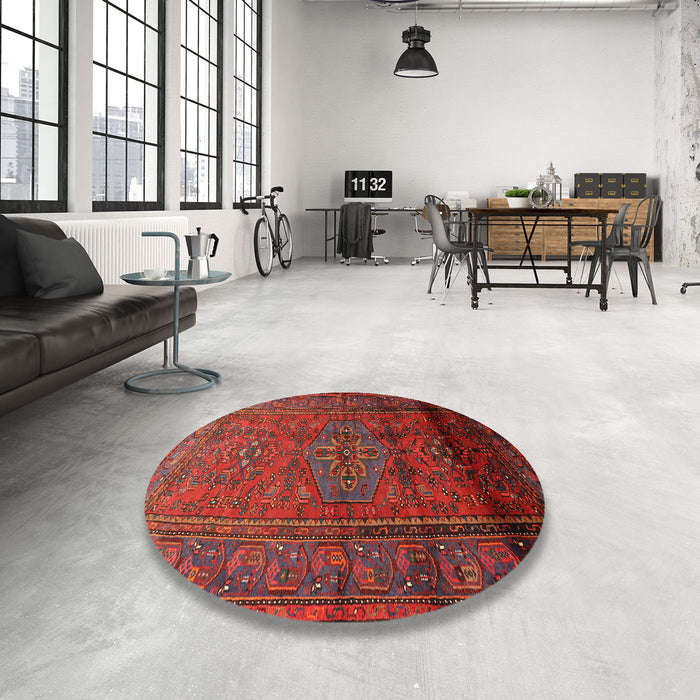 Round Traditional Sienna Brown Persian Rug in a Office, tr680
