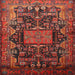 Square Traditional Sienna Brown Animal Rug, tr681