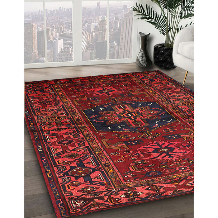 Traditional Red Persian Rug in Family Room, tr682
