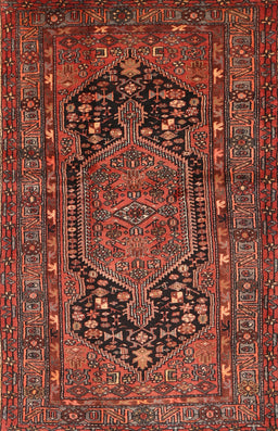 Machine Washable Traditional Saffron Red Rug, wshtr683