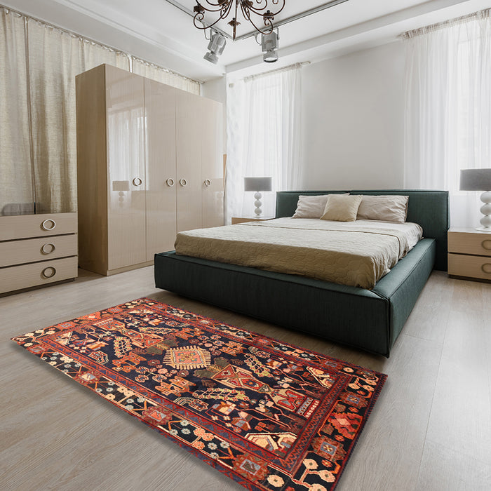 Traditional Rust Pink Animal Rug in a Bedroom, tr684