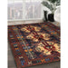 Traditional Chestnut Brown Persian Rug in Family Room, tr685