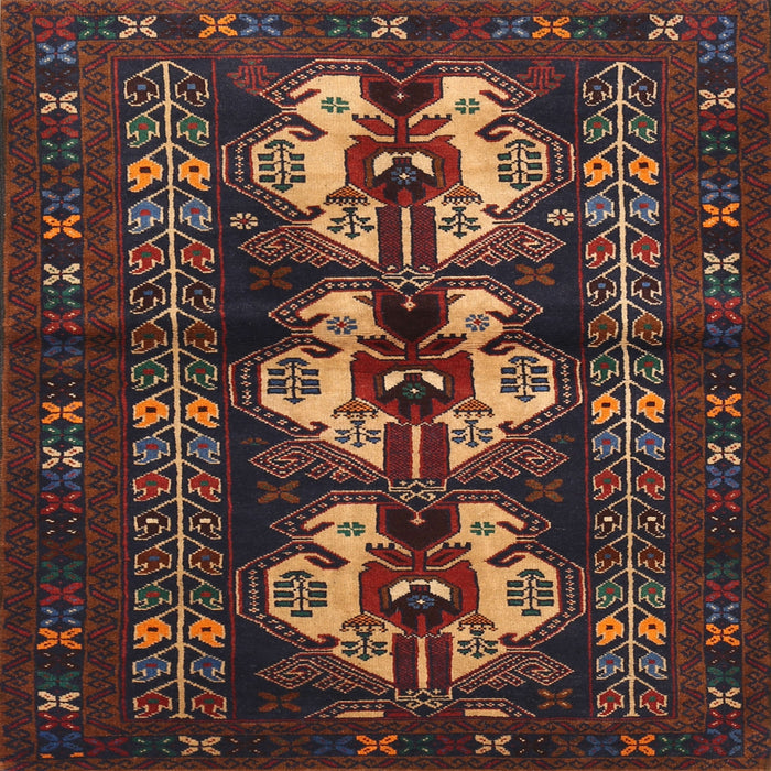 Square Traditional Chestnut Brown Persian Rug, tr685