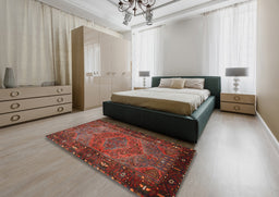Traditional Sienna Brown Persian Rug in a Bedroom, tr688
