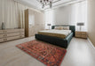 Traditional Rust Pink Persian Rug in a Bedroom, tr689