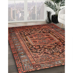 Machine Washable Traditional Rust Pink Rug in a Family Room, wshtr689