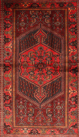 Machine Washable Traditional Brown Red Rug, wshtr691