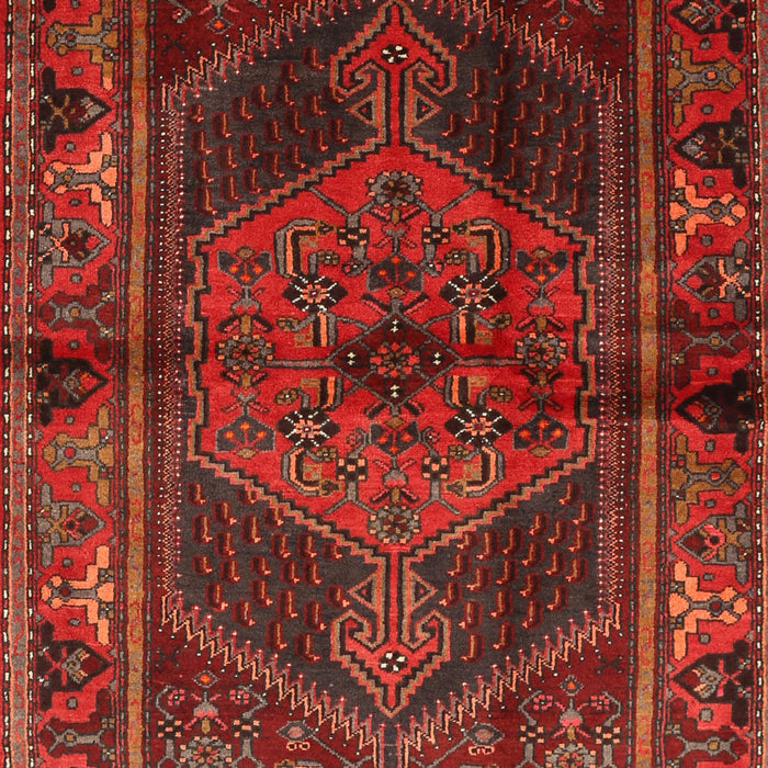 Machine Washable Traditional Brown Red Rug, wshtr691