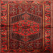 Round Machine Washable Traditional Brown Red Rug, wshtr691