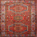 Square Traditional Orange Salmon Pink Persian Rug, tr692