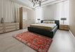 Traditional Orange Salmon Pink Persian Rug in a Bedroom, tr692