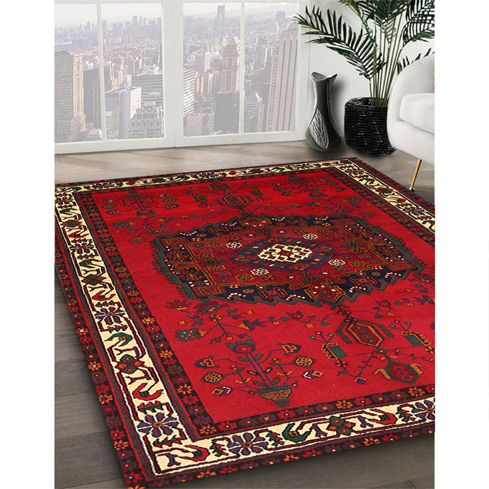 Machine Washable Traditional Sepia Brown Rug in a Family Room, wshtr694