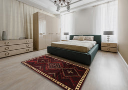 Traditional Dark Brown Persian Rug in a Bedroom, tr695
