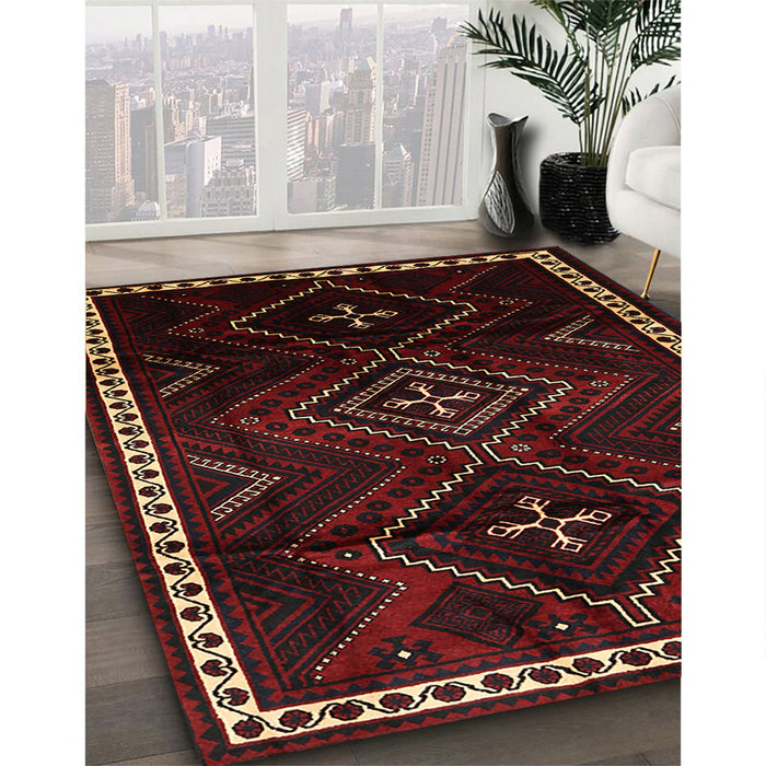 Machine Washable Traditional Dark Brown Rug in a Family Room, wshtr695