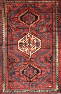 Machine Washable Traditional Rust Pink Rug, wshtr696