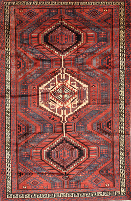 Machine Washable Traditional Rust Pink Rug, wshtr696