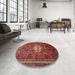 Round Traditional Rust Pink Persian Rug in a Office, tr696