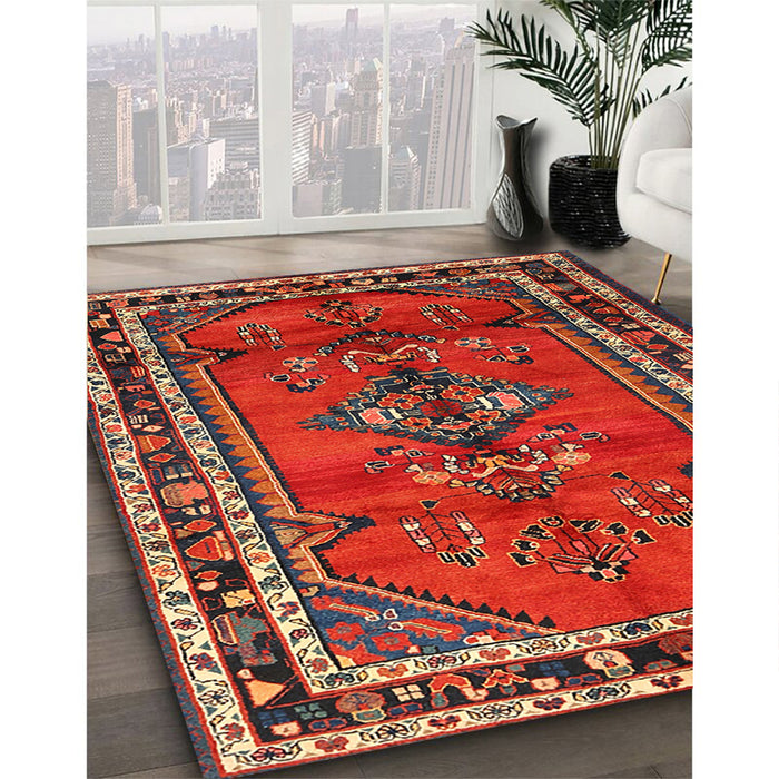 Traditional Red Persian Rug in Family Room, tr697