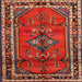 Round Machine Washable Traditional Red Rug, wshtr697