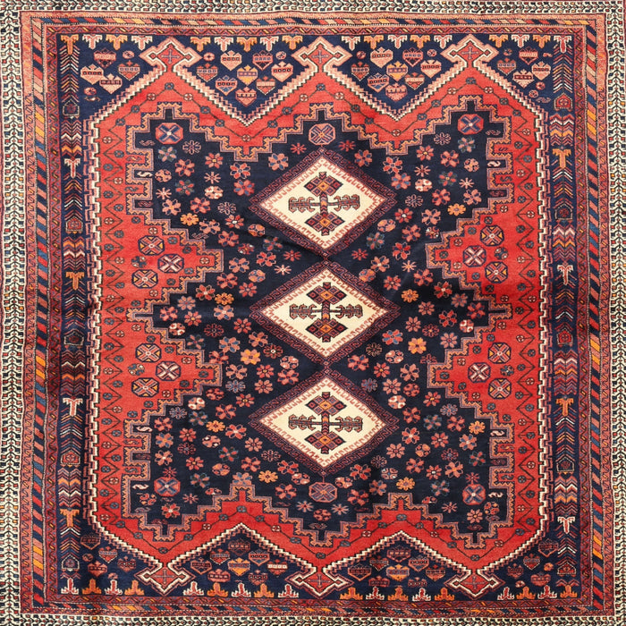 Square Traditional Saffron Red Persian Rug, tr698