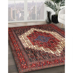 Machine Washable Traditional Dark Almond Brown Rug in a Family Room, wshtr6