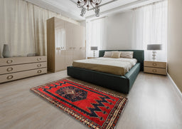 Traditional Red Persian Rug in a Bedroom, tr702