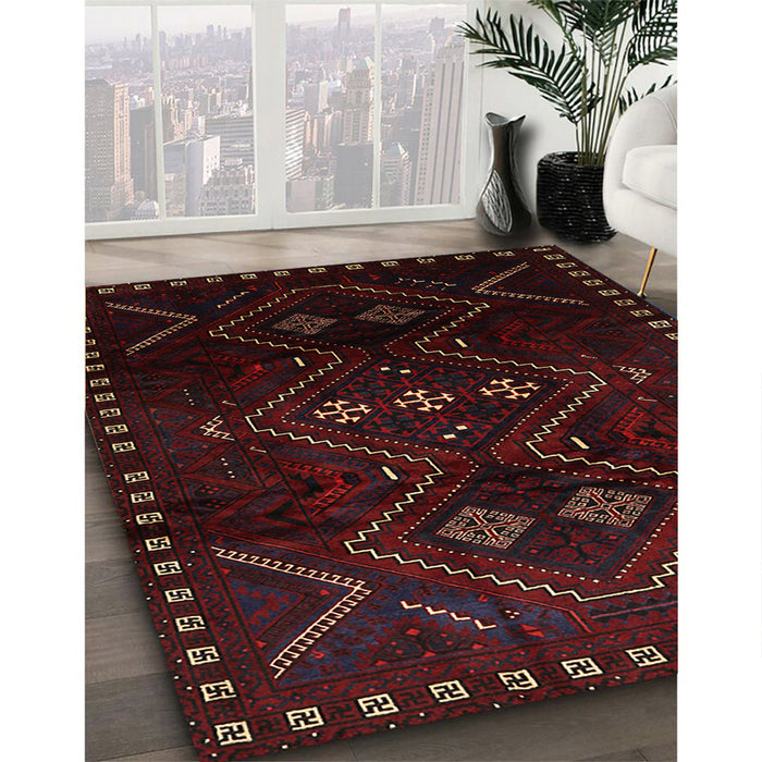 Traditional Bakers Brown Persian Rug in Family Room, tr704