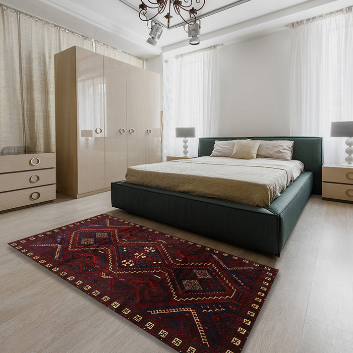 Machine Washable Traditional Bakers Brown Rug in a Bedroom, wshtr704