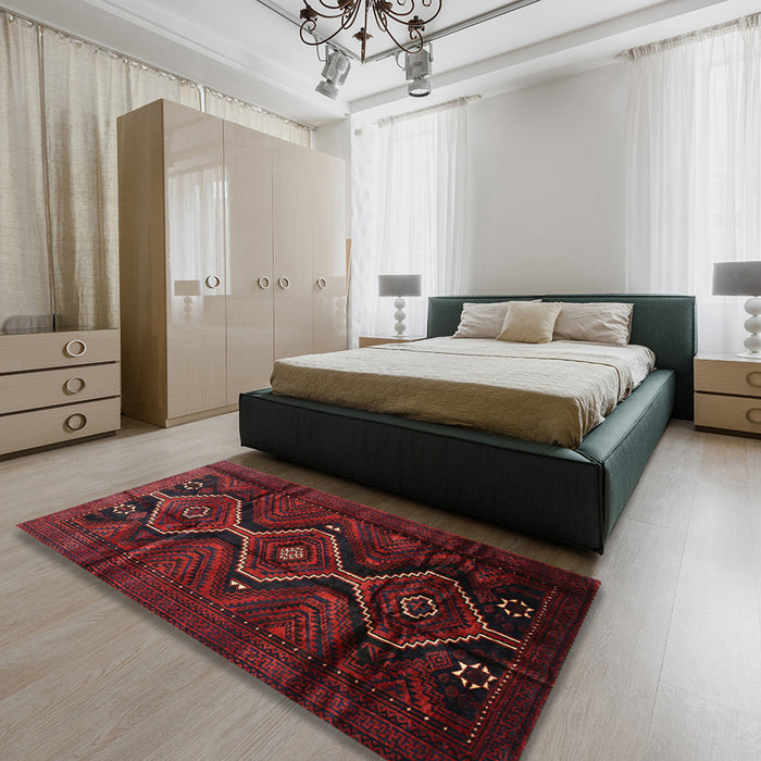 Traditional Bakers Brown Persian Rug in a Bedroom, tr705