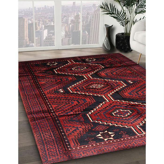 Traditional Bakers Brown Persian Rug in Family Room, tr705