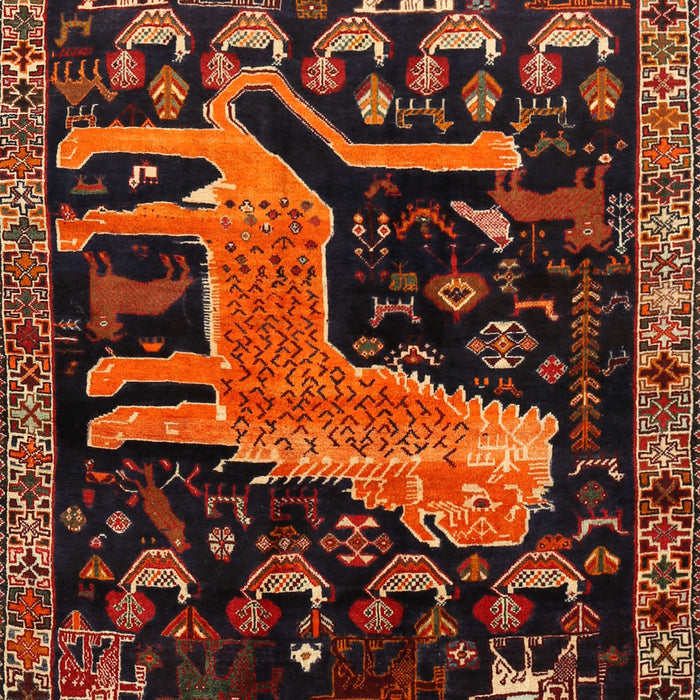 Traditional Deep Red Animal Rug, tr706