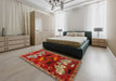 Traditional Red Animal Rug in a Bedroom, tr707