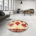 Round Machine Washable Traditional Sun Yellow Rug in a Office, wshtr708