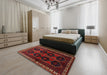 Traditional Reddish Brown Persian Rug in a Bedroom, tr709