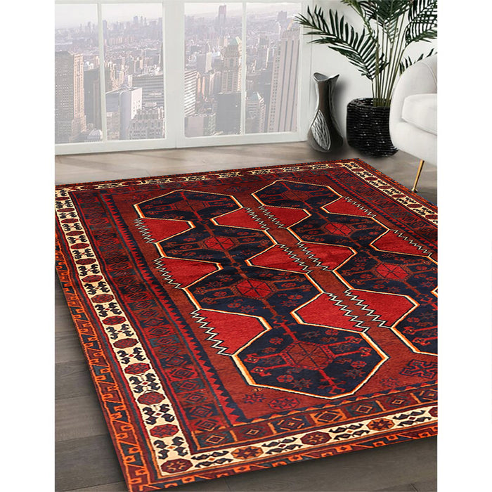 Traditional Reddish Brown Persian Rug in Family Room, tr709