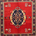 Square Traditional Brown Medallion Rug, tr710