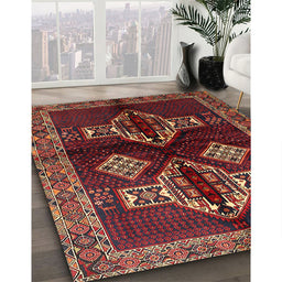 Traditional Dark Gold Brown Persian Rug in Family Room, tr713