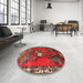Round Traditional Red Persian Rug in a Office, tr715