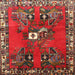 Round Machine Washable Traditional Red Rug, wshtr715