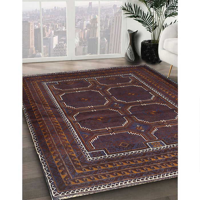 Traditional Bakers Brown Persian Rug in Family Room, tr717