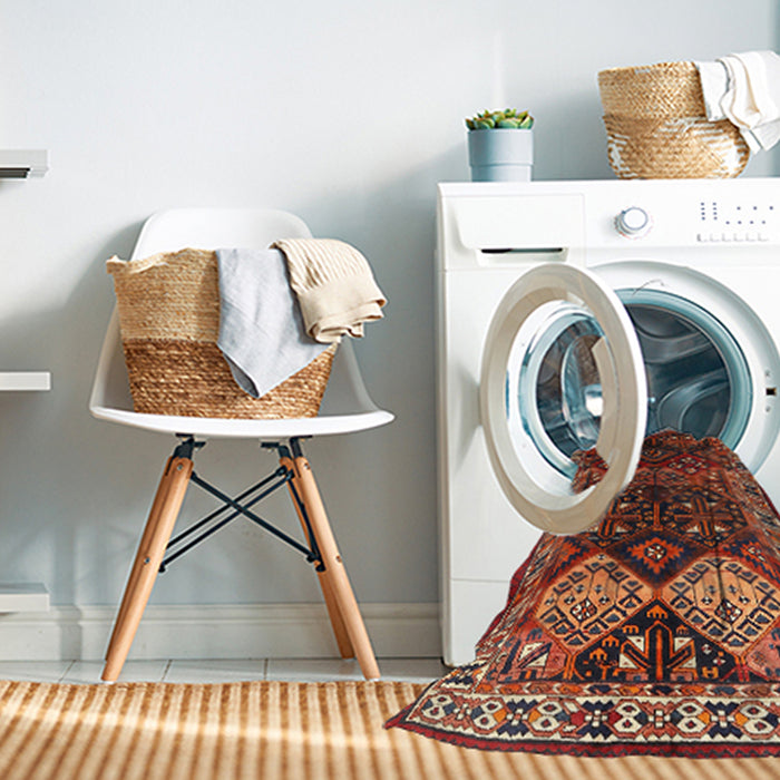 Machine Washable Traditional Gold Brown Rug in a Washing Machine, wshtr718